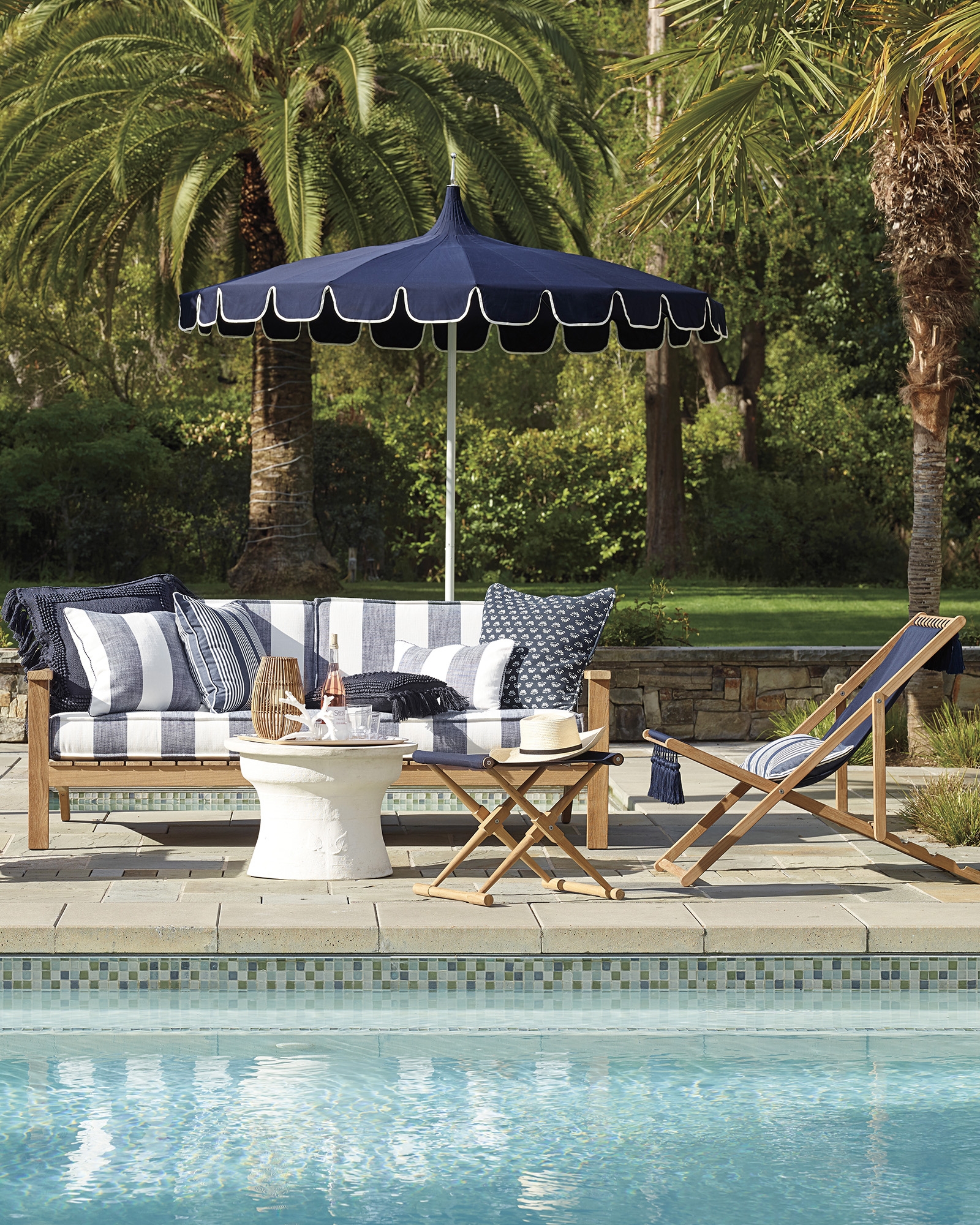 Montecito Outdoor 24"SQ Pillow Cover - Navy - Insert sold separately - Image 2