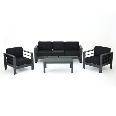 Royalston 4 Piece Sofa Seating Group with Cushions - Image 0
