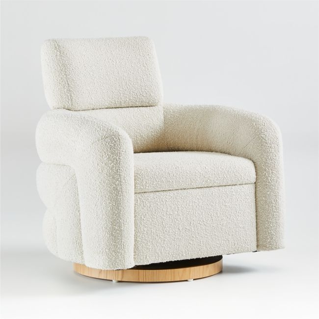 Snoozer Cream Boucle Nursery Swivel Glider Chair by Leanne Ford - Image 0