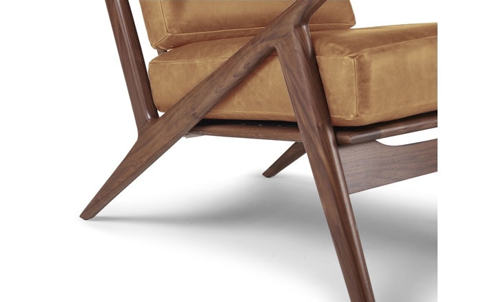 Soto Leather Chair with Colonade Sycamore Leather and Walnut Wood Legs - Image 4