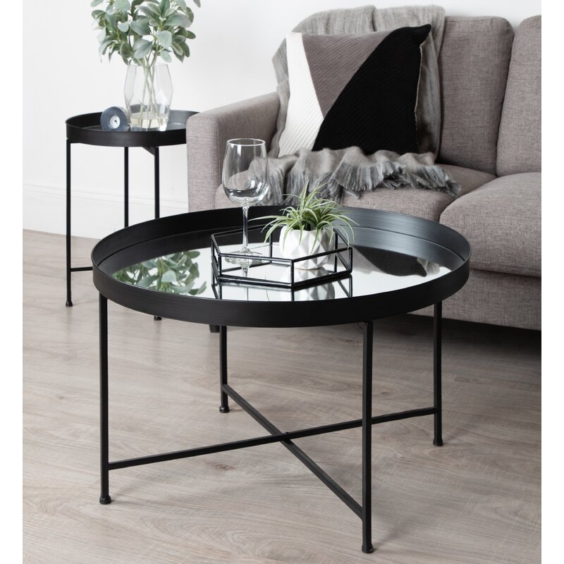 Bungalow Rose Kriebel Metal Foldable Lift Top Coffee Table in Black - Image 2