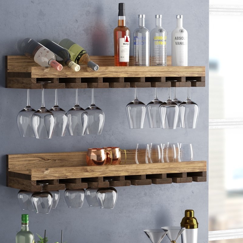 Bernardo Rustic Luxe Tiered Wall Mounted Wine Glass Rack - Image 1