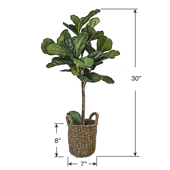 30" Artificial Fiddle Leaf Fig Tree in Basket - Image 1