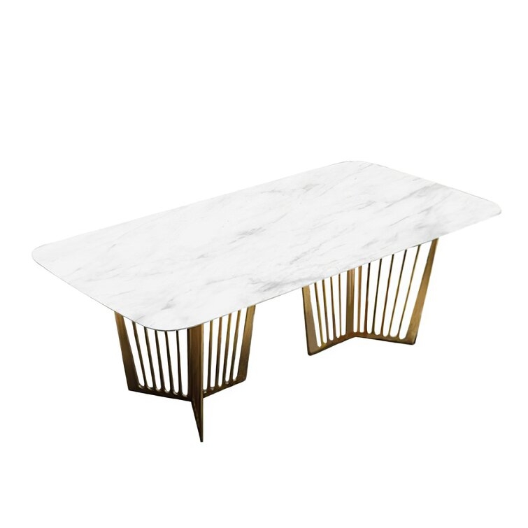 55" Rectangle White Marble Top Dining Table - Image 1