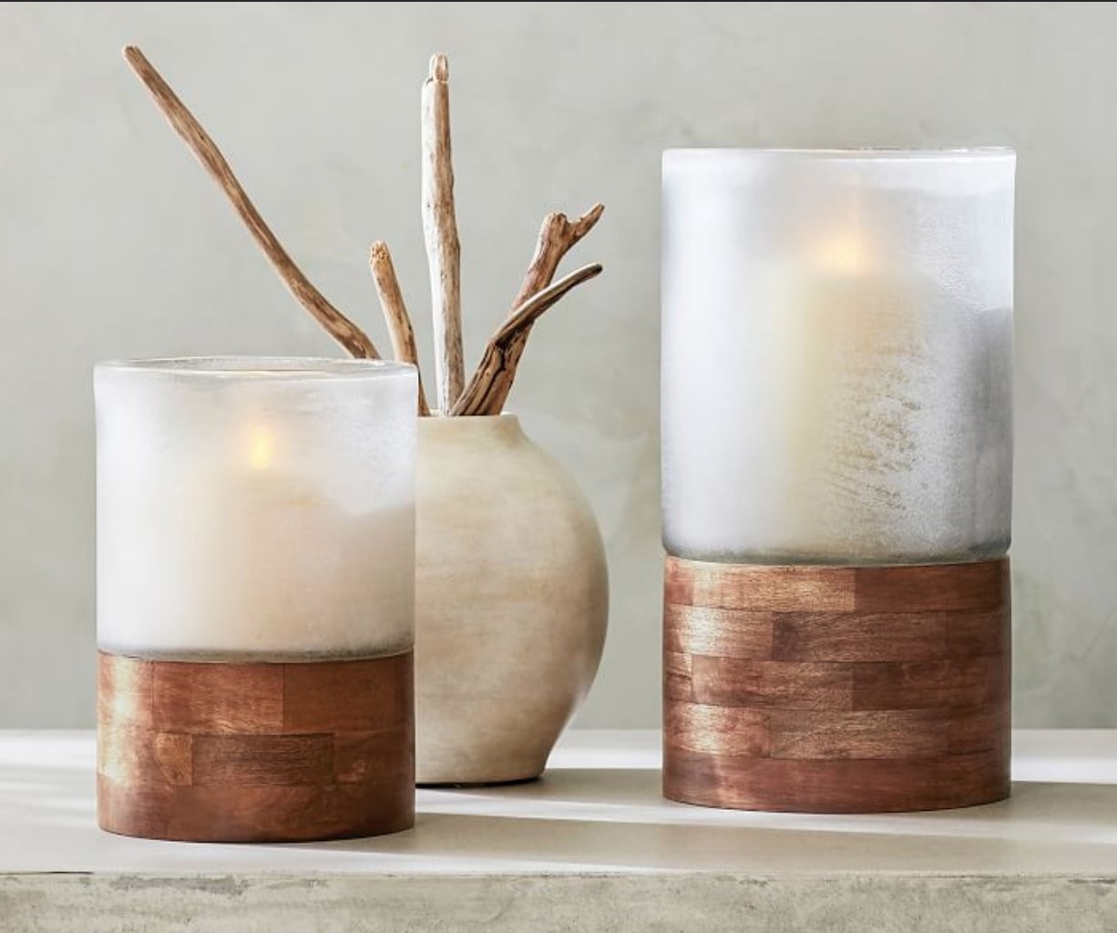 Wood and Frosted Glass Votive - Image 2