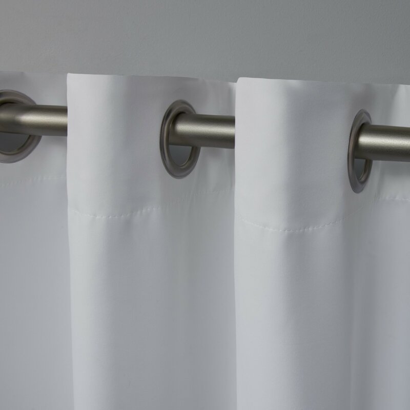 Loraine Solid Blackout Thermal Grommet Curtain Panels (Set of 2) / White / 52" x 96" - Image 1