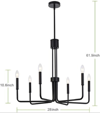 Chandelier Light Fixture ,6-Light Farmhouse Chandelier Light Fixture , Modern Home Industrial Style Pendant Light Fixture, For Dining Room Living Room, Kitchen Island, Bedroom - Image 1