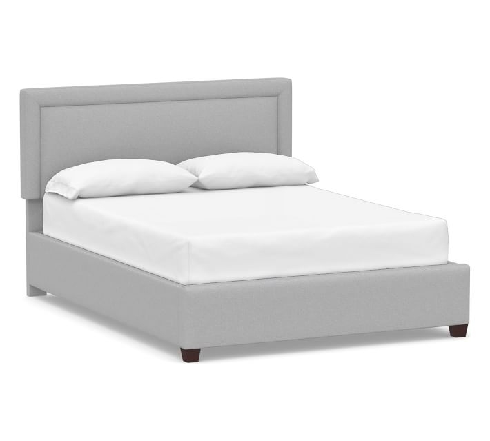 Elliot Square Upholstered Bed, King, Brushed Crossweave Light Gray - Image 0