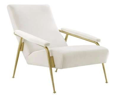 Abbey Velvet and Brushed Gold Armchair - Style # 80N08 - Image 0