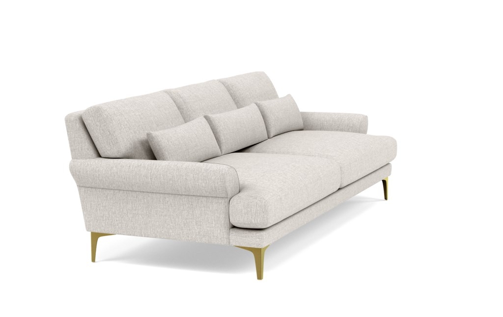 Maxwell sofa, 90", wheat cross weave, brass legs - Image 1