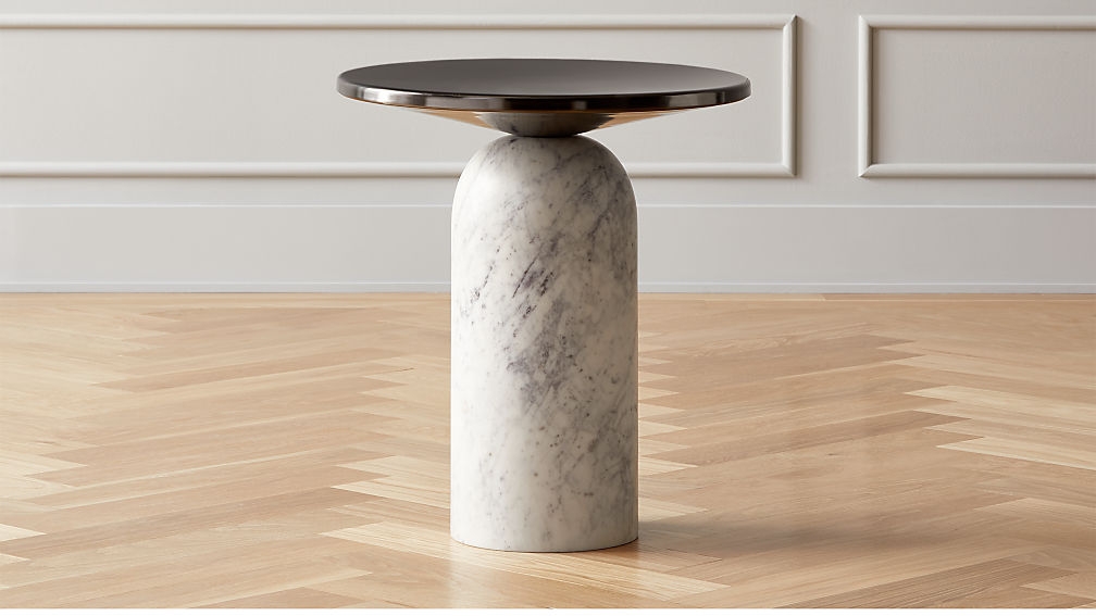 Martini Side Table with White Marble Base - Image 1