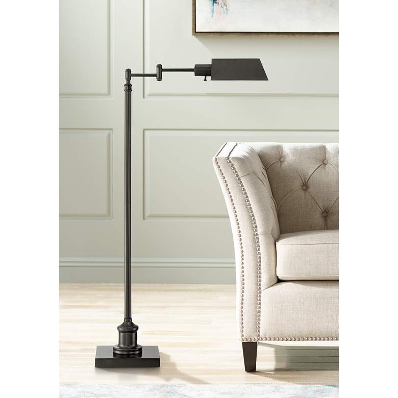 Regency Hill Jenson Adjustable Height Bronze Swing Arm Pharmacy Floor Lamp - Image 3