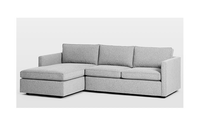 Harris 2-Piece Chaise Sectional w/ Storage, Left 2-piece chaise sectional, large 110", chenille tweed, Irongate - Image 0