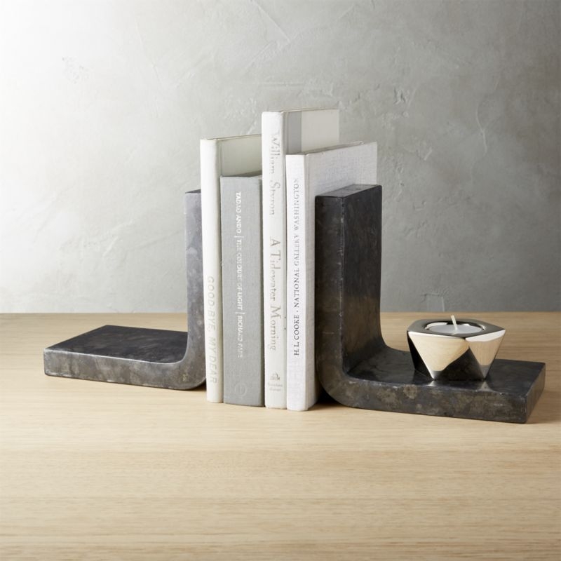 Swoop Black Marble Bookends - Image 2