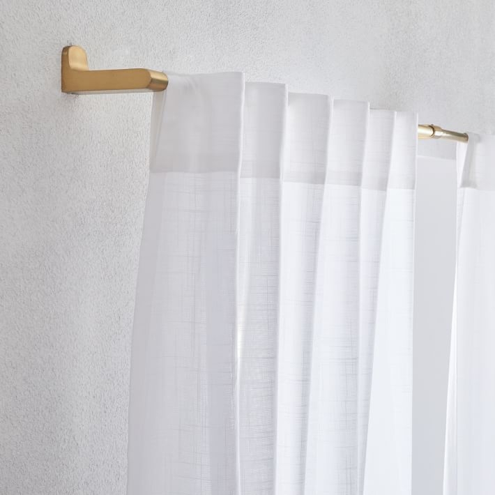 Sheer Crosshatch Curtain, Set of 2, White, 48"x84" - Image 2