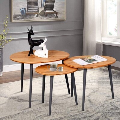 Esse Solid Wood 3 Legs 3 Nesting Tables Coffee Table - Image 0