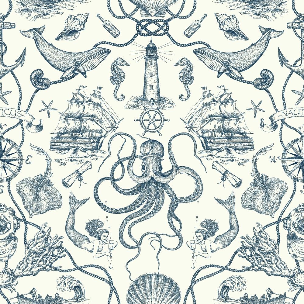 Deep Sea Toile Wallpaper - Image 1