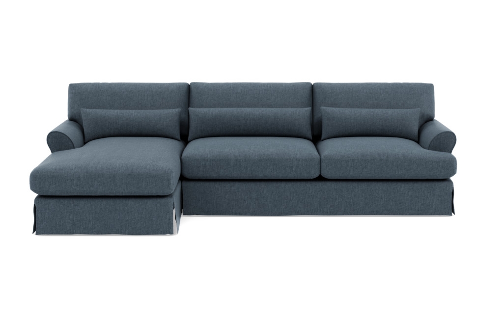 MAXWELL SLIPCOVERED Slipcovered Sectional Sofa with Left Chaise; Performance Velvet Wave; Matte Black with Brass Cap - Stiletto Leg - Image 0