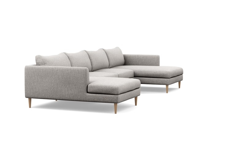 Owens U-Sectional with Earth Cross Weave Fabric, Natural Oak legs, and Bench Cushion - Image 2