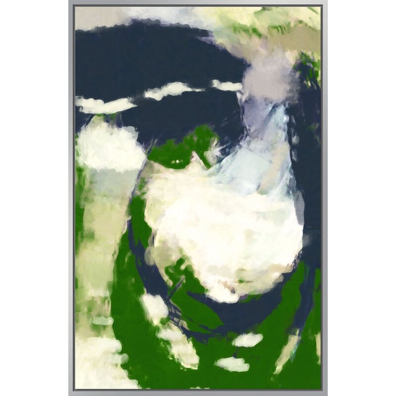 NAVY PERIDOT WAVE II' - FLOATER FRAME GRAPHIC ART PRINT ON CANVAS - Image 1