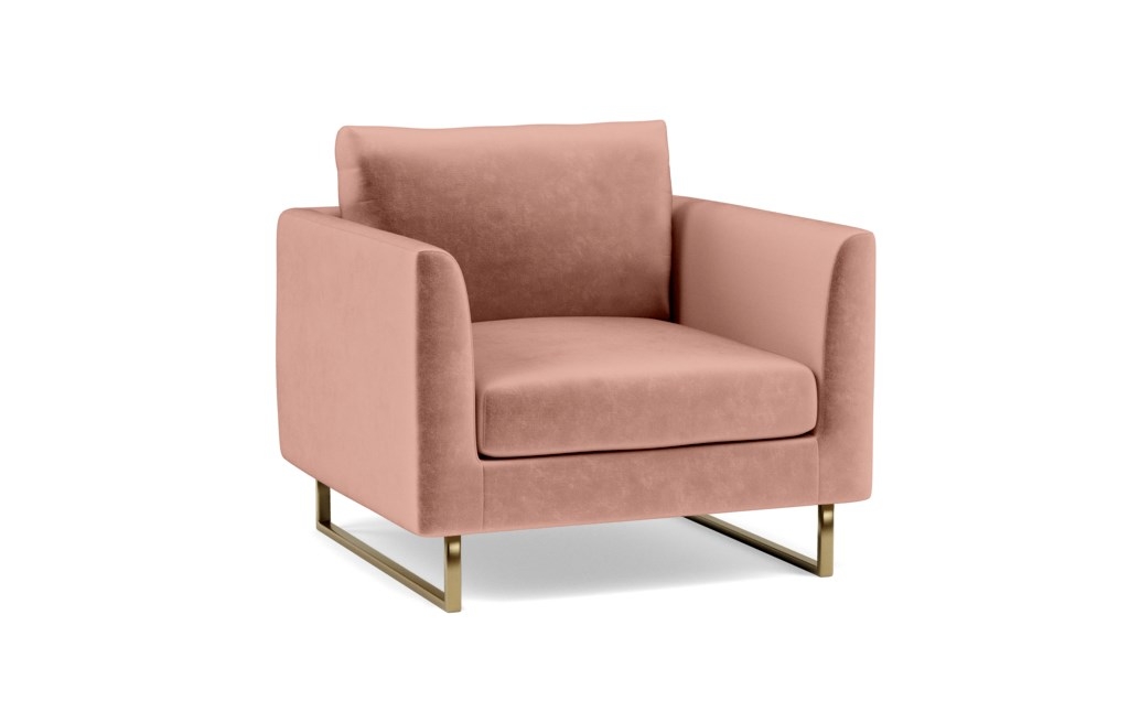 Owens Accent Chair with Pink Blush Fabric with Matte Brass Outline Leg - Image 0