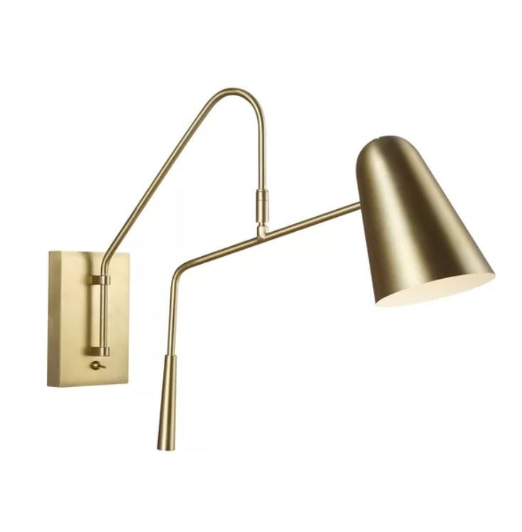 Simon 1-Light Dimmable Plug-In Swing Arm -Brass - Image 0