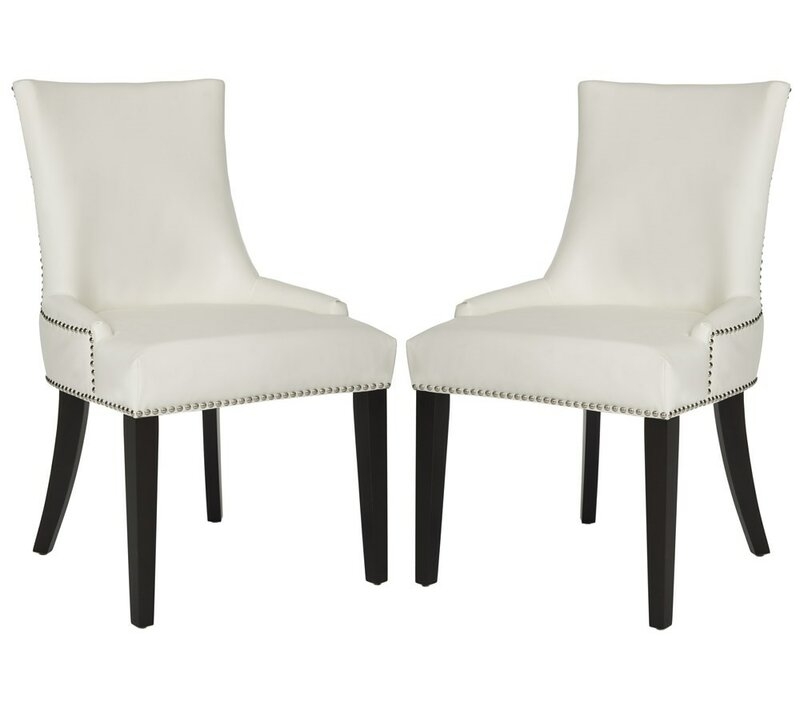 Carraway Upholstered Dining Chair/ Leather White / Set of 2 - Image 1