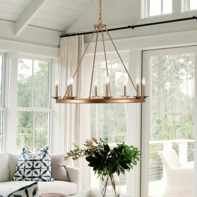 Natal 8-Light Candle Style Wagon Wheel Chandelier - Image 0