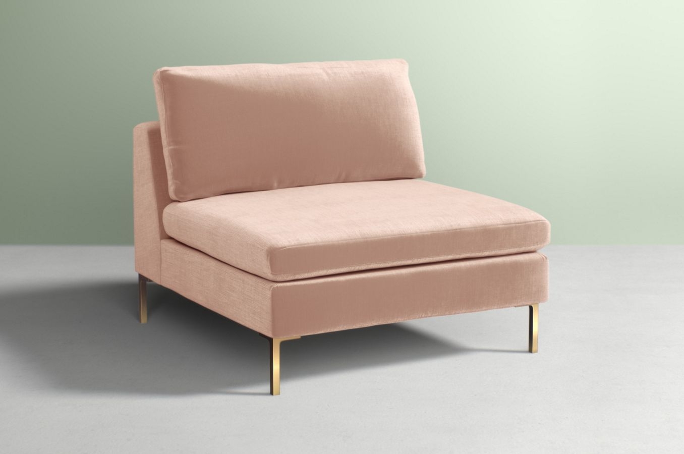 Edlyn Chair - Slub velvet in shell upholstery fabric and brass legs - Image 0