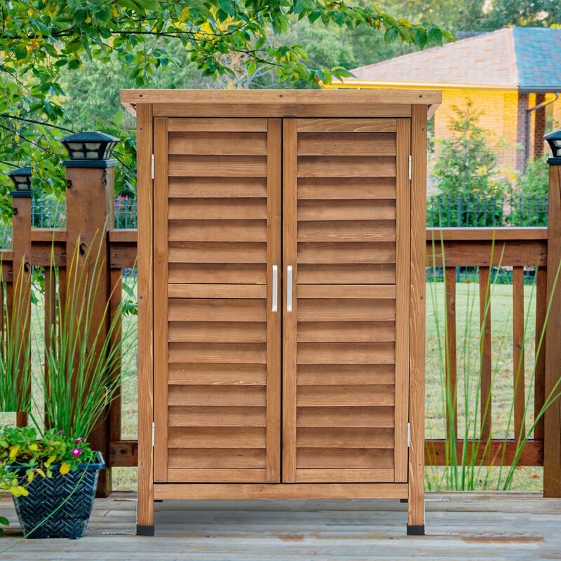 24.6" W x 18" D Solid Wood Vertical Tool Shed - Image 0