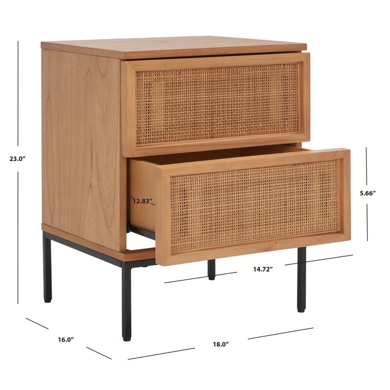 Hei 2 Drawer Rattan Nightstand - Image 3