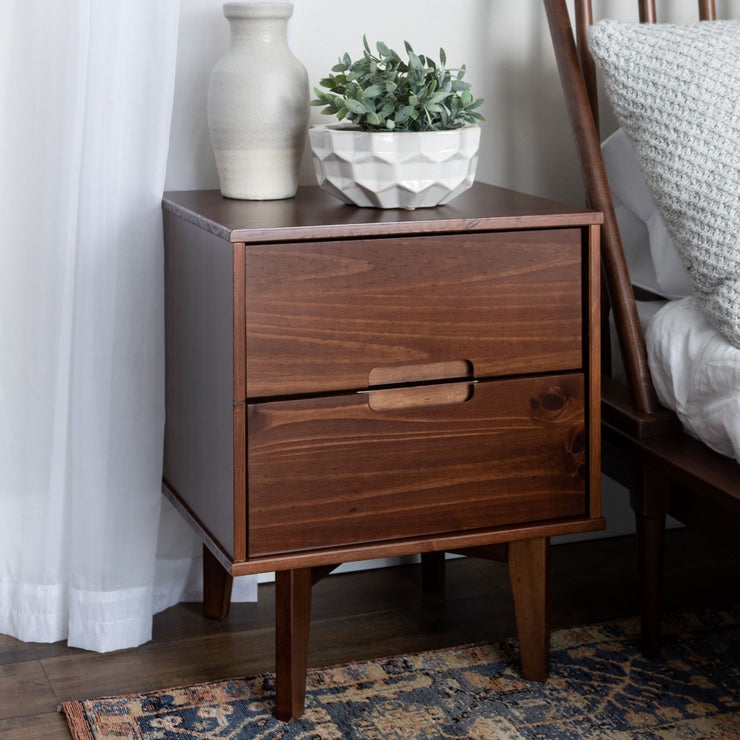 Sloane 2 Drawer Groove Handle Wood Nightstand - Walnut - Image 1