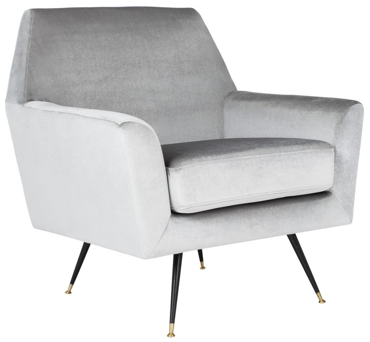 Nynette Velvet Retro Mid Century Accent Chair -  Light Grey - Safavieh - Image 0