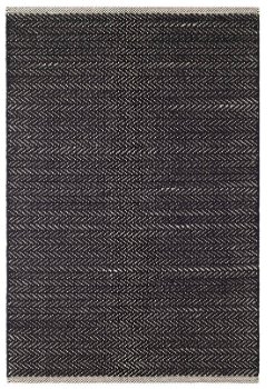 HERRINGBONE BLACK WOVEN COTTON RUG, 6x9 - Image 0