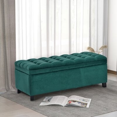 Upholstered Solid Wood Flip Top Storage Bench - Image 0