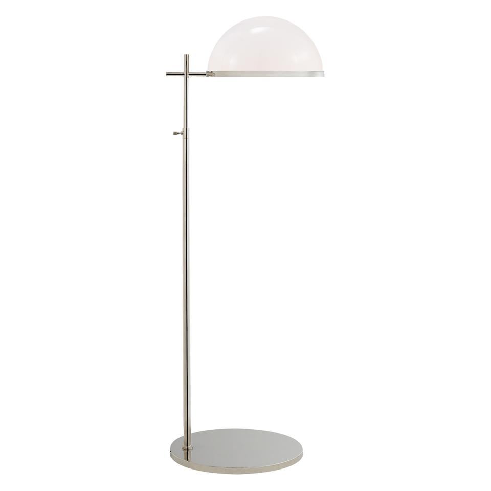 DULCET PHARMACY FLOOR LAMP - POLISHED NICKEL W/ WHITE GLASS - Image 0