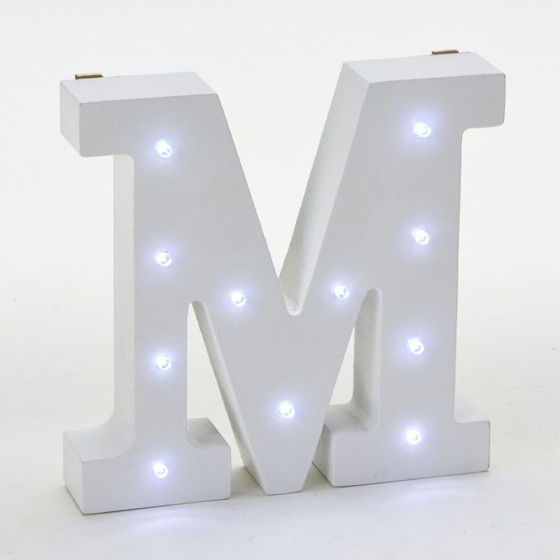 Burt "M" Wooden Vintage LED Marquee Freestanding Letter Block - Image 0