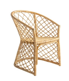 Handwoven Beige Rattan Arm Chair - Image 2