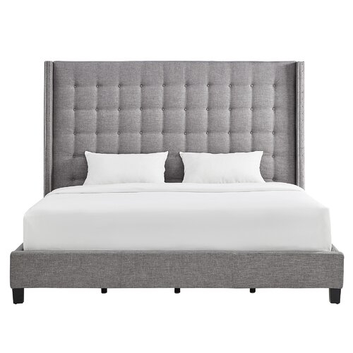 Luxullian Button Tufted Upholstered Wingback Headboard - Image 0