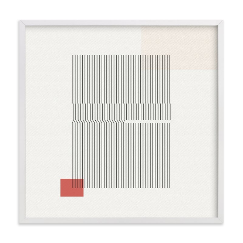 Folded lines- 16x16 white wood frame - Image 0