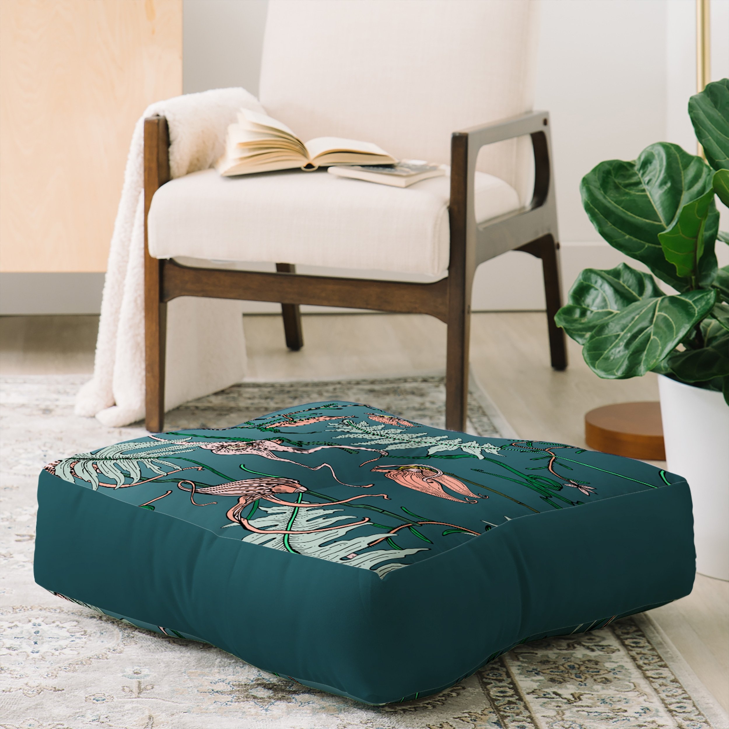 ORCHID BOTANICAL FLOOR PILLOW // SQUARE 26x26 - Image 1
