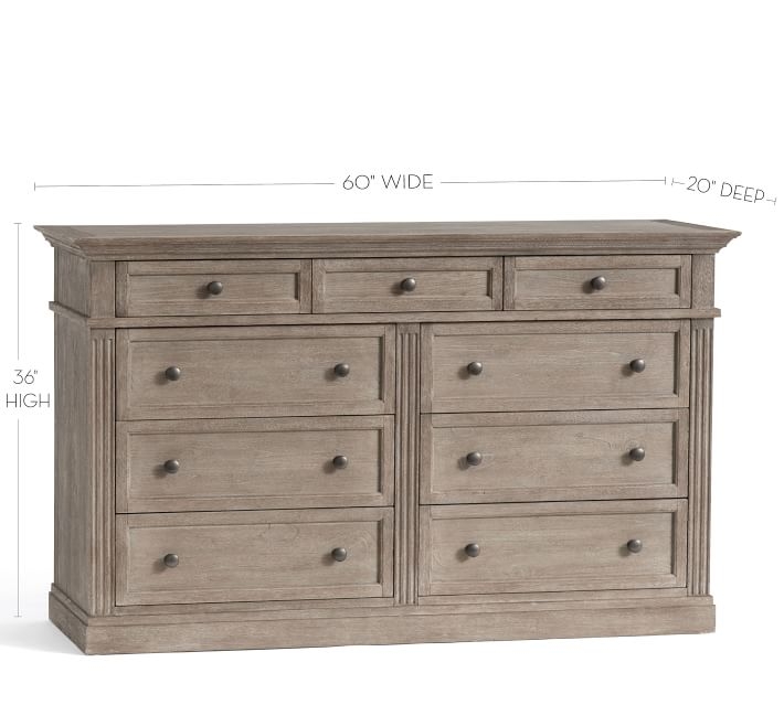 Livingston 9-Drawer Wide Dresser, Gray Wash - Image 5