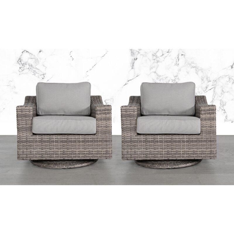 Laurene Club Swivel Patio Chair with Cushions (set of 2) - Image 0