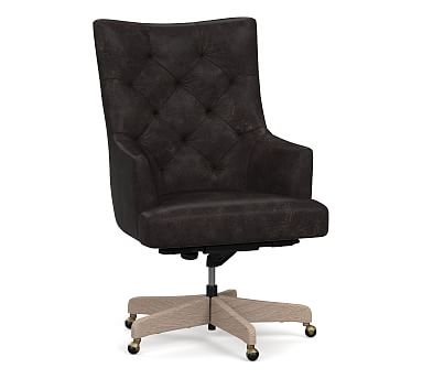 Radcliffe Leather Desk Chair Gray Wash Base, Black Buffalo - Image 1