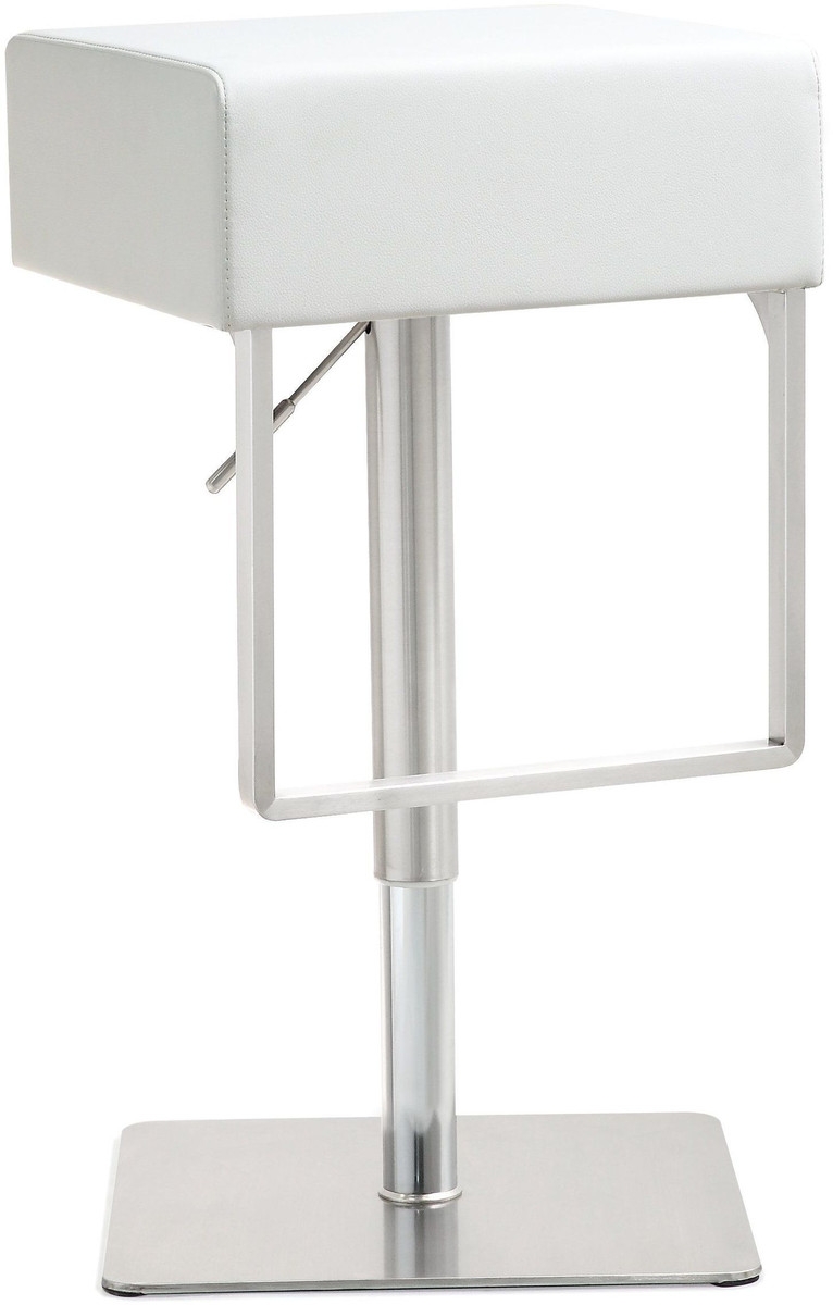 Seville White Stainless Adjustable Barstool - Image 0