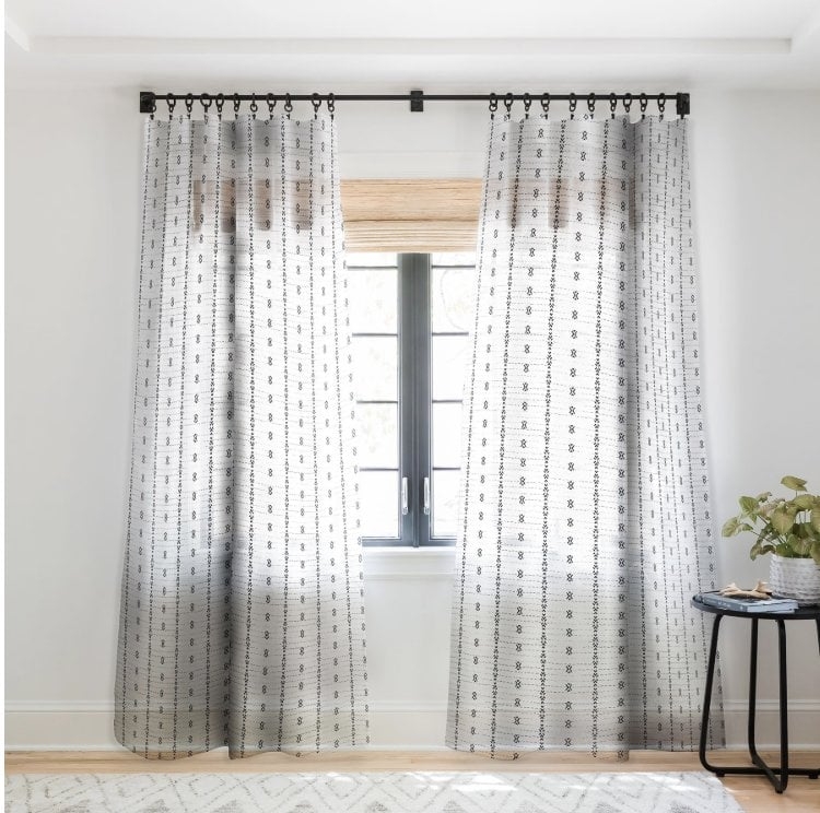 FRENCH LINEN TRIBAL STRIPE Sheer 84" Window Curtain - Image 0