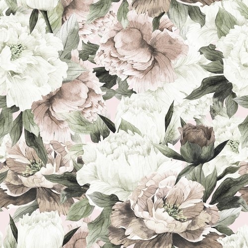 Hampton Removable Vintage Bouquet Peonies 10' L x 120" W Peel and Stick Wallpaper Roll - Image 1