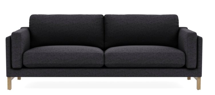 GABY 2-Seat Sofa / 96" / Coal / White Wash Oak / - Image 0