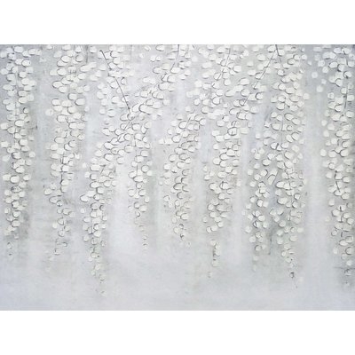 Leaves' Oil Painting Print on Wrapped Canvas in White - Image 0