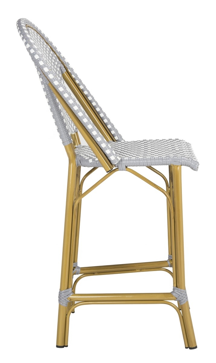 Gresley Indoor-Outdoor Stacking French Bistro Counter Stool - Grey/White - Safavieh - Image 5